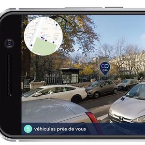 Visualisation immédiate des voitures disponibles à la location dans la rue avec Koolicar Go.
