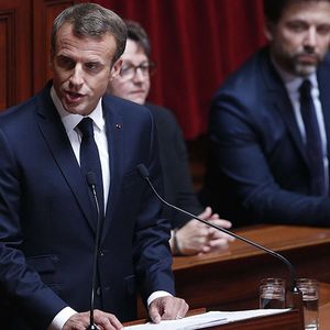 Emmanuel Macron lors de son discours devant les parlementaires réunis en Congrès à Versailles.