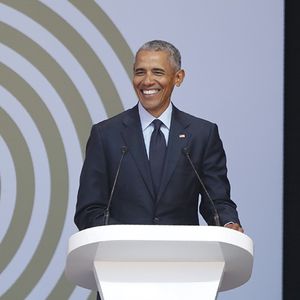 Barack Obama lors d'un discours, le 17 juillet 2018, en Afrique du Sud.