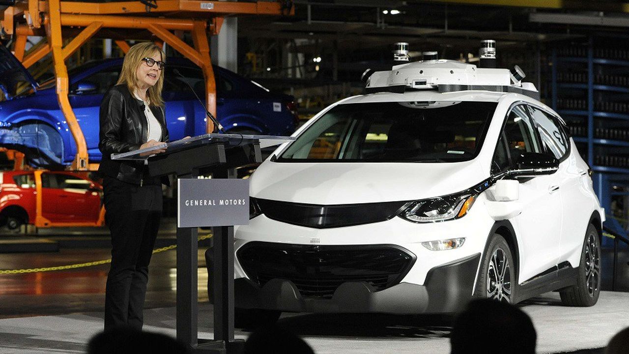 La PDG de General Motors, Mary Barra, lors d'une conférence de presse en juin 2017