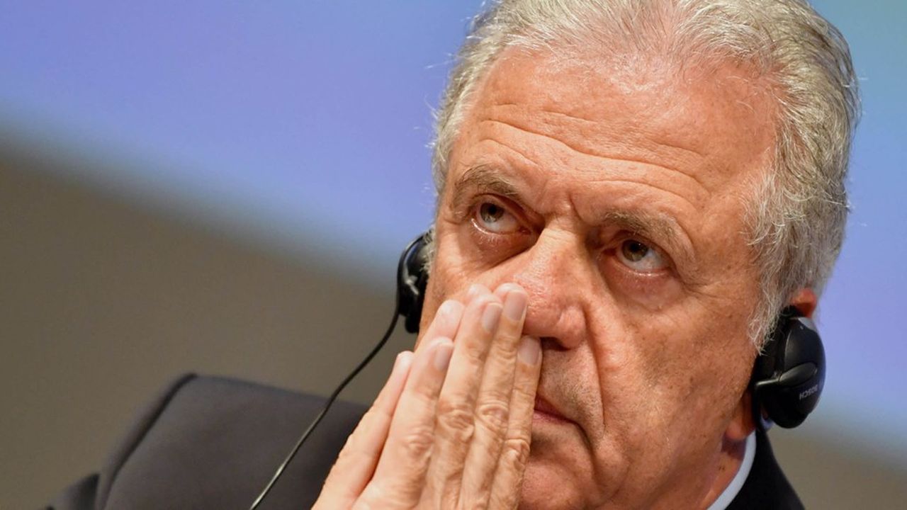 EU Migration Commissioner Dimitris Avramopoulos looks on during a press conference at the informal meeting of justice and interior ministers of the EU and the Eastern Partnership on July 12, 2018 in Innsbruck, Austria.Interior ministers from 28 European nations are holding talks as they face pressure to introduce new policies to stem migrant arrivals, in their first meeting since Austria took the EU helm with promises of a tough response to the issue. / AFP PHOTO / APA / BARBARA GINDL / Austria OUT