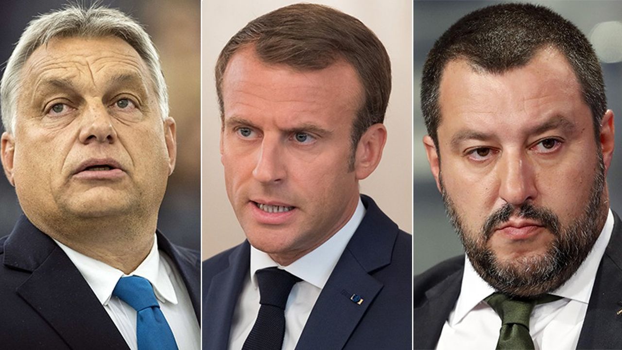 De gauche à droite : Victor Orban (Premier ministre de Hongrie), Emmanuel Macron (président de la République française) et Matteo Salvini (ministre italien de l'Intérieur).