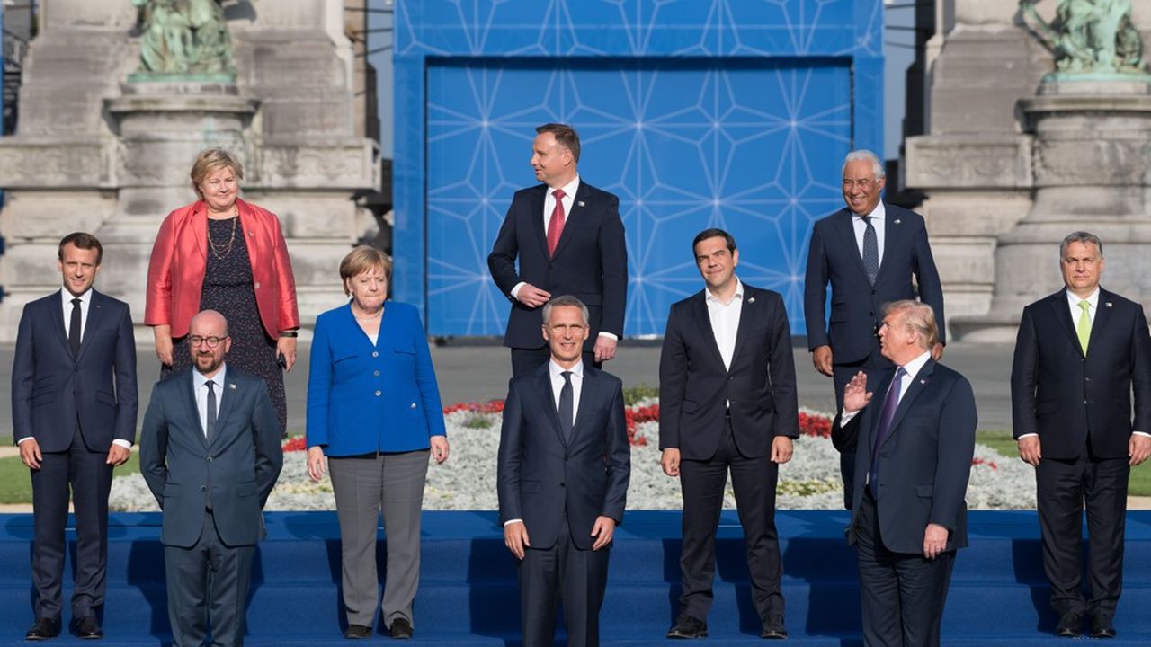 Donald Trump et plusieurs dirigeants européens au sommet de l'Otan, le 11 juillet 2018 à Bruxelles.