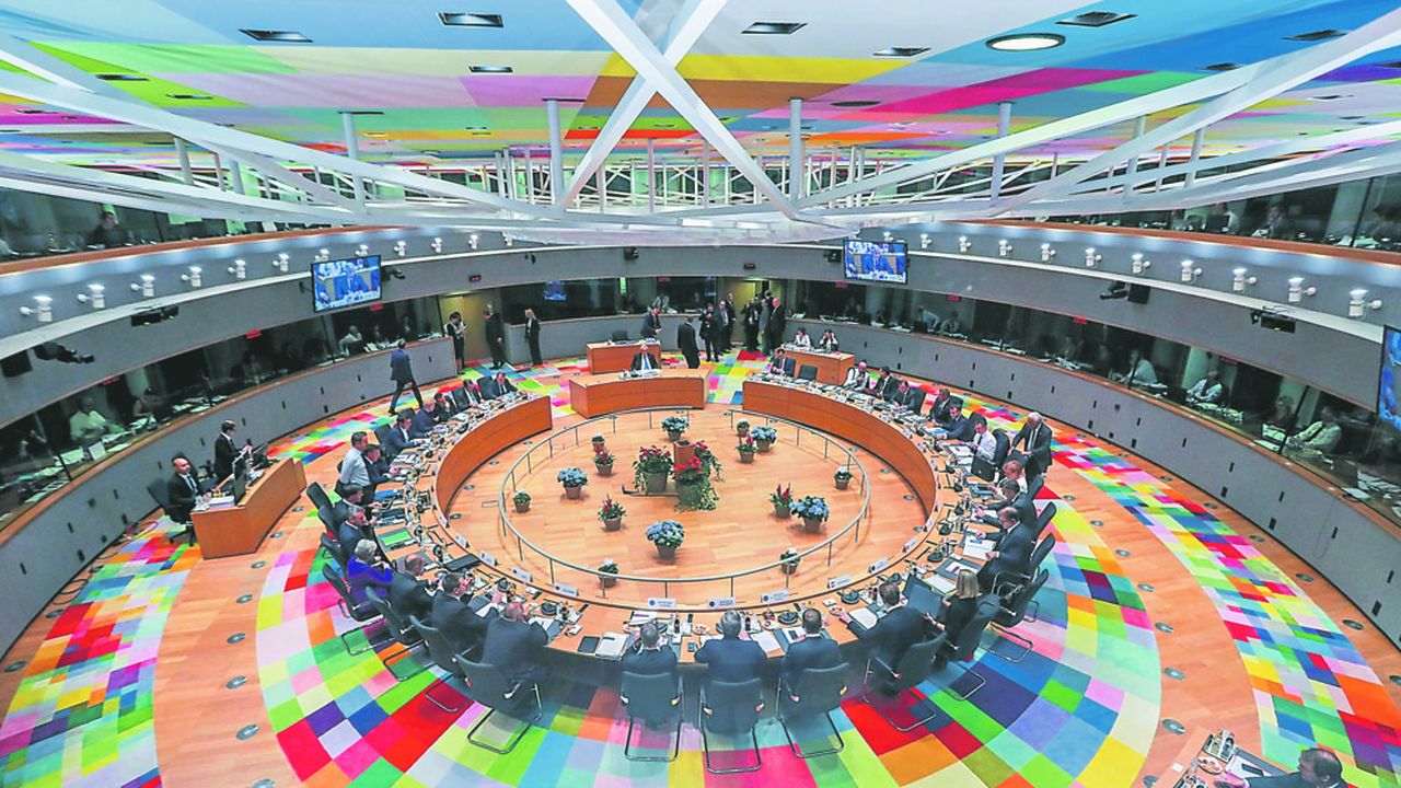 La salle de réunion dans laquelle se réunissent les dirigeants européens, à Bruxelles.
