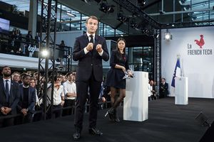 Le président de la République Emmanuel Macron lors de son discours du 9 octobre à Station F .