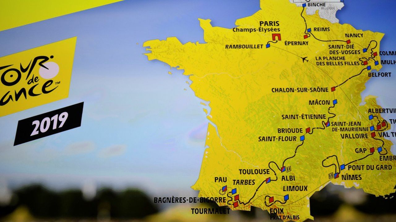 Le parcours du Tour de France 2019, présenté le 25 octobre 2018, à Paris.