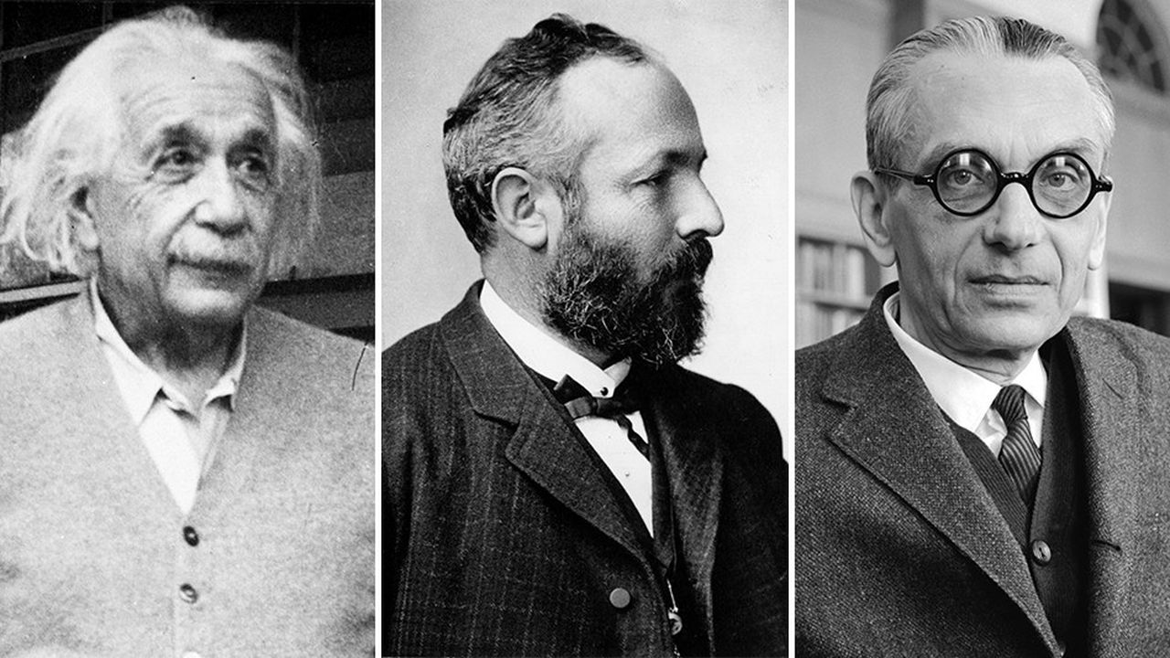 Albert Einstein, Georg Cantor et Kurt Gödel (de gauche à droite), que Yann Verdo imagine reliés par quelque secrète connivence, méritent tous les trois le détour.