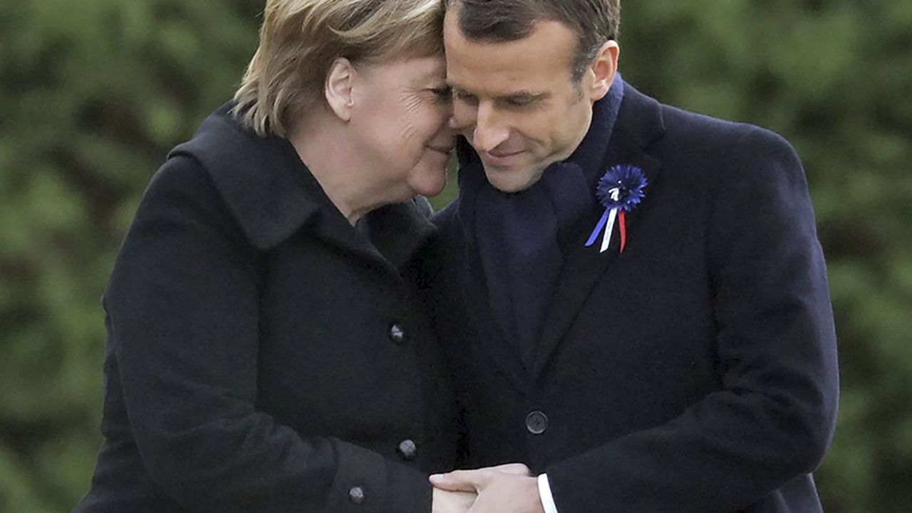 Angela Merkel et Emmanuel Macron à Compiègne lors des commémorations de l'Armistice, le 10 novembre 2018.
