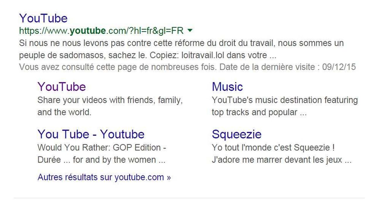 Youtube La Description Du Site Remplacee Par Un Message