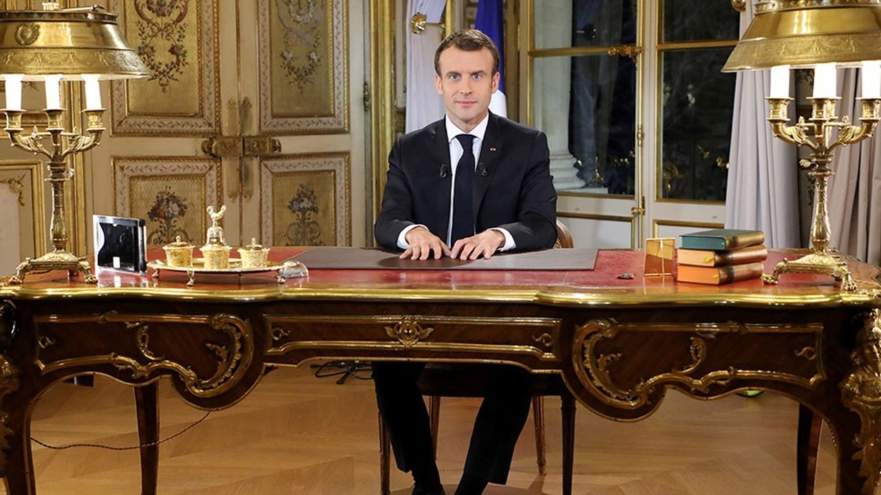 Emmanuel Macron lors de sa dernière allocution télévisée, le 10 décembre 2018.