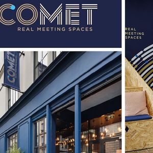 Generous Branding vient de développer le projet  d'espaces de réunions professionnelles Comet Meetings , de la recherche de la marque au parcours client  en passant par le mobilier.
