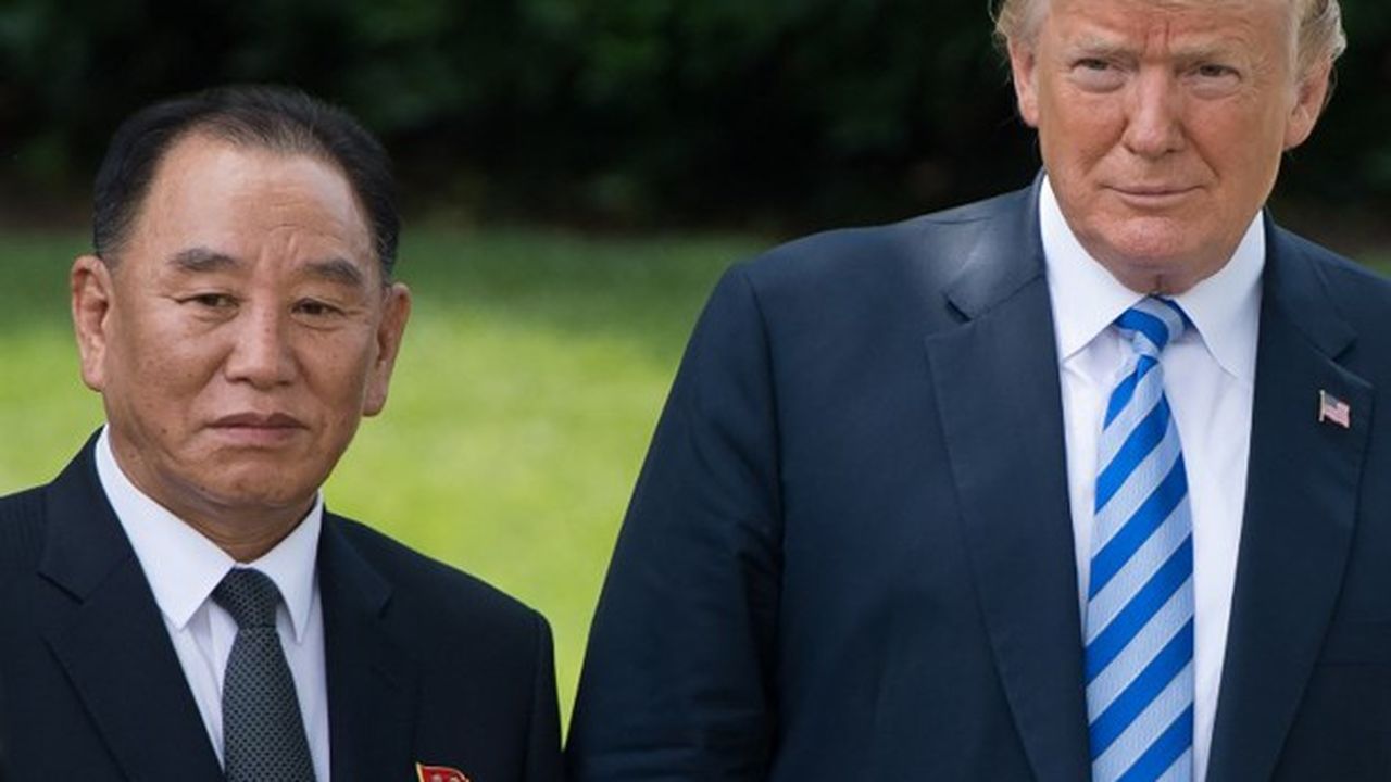 Kim Yong-chol, aux côtés de Donald Trump en juin 2018