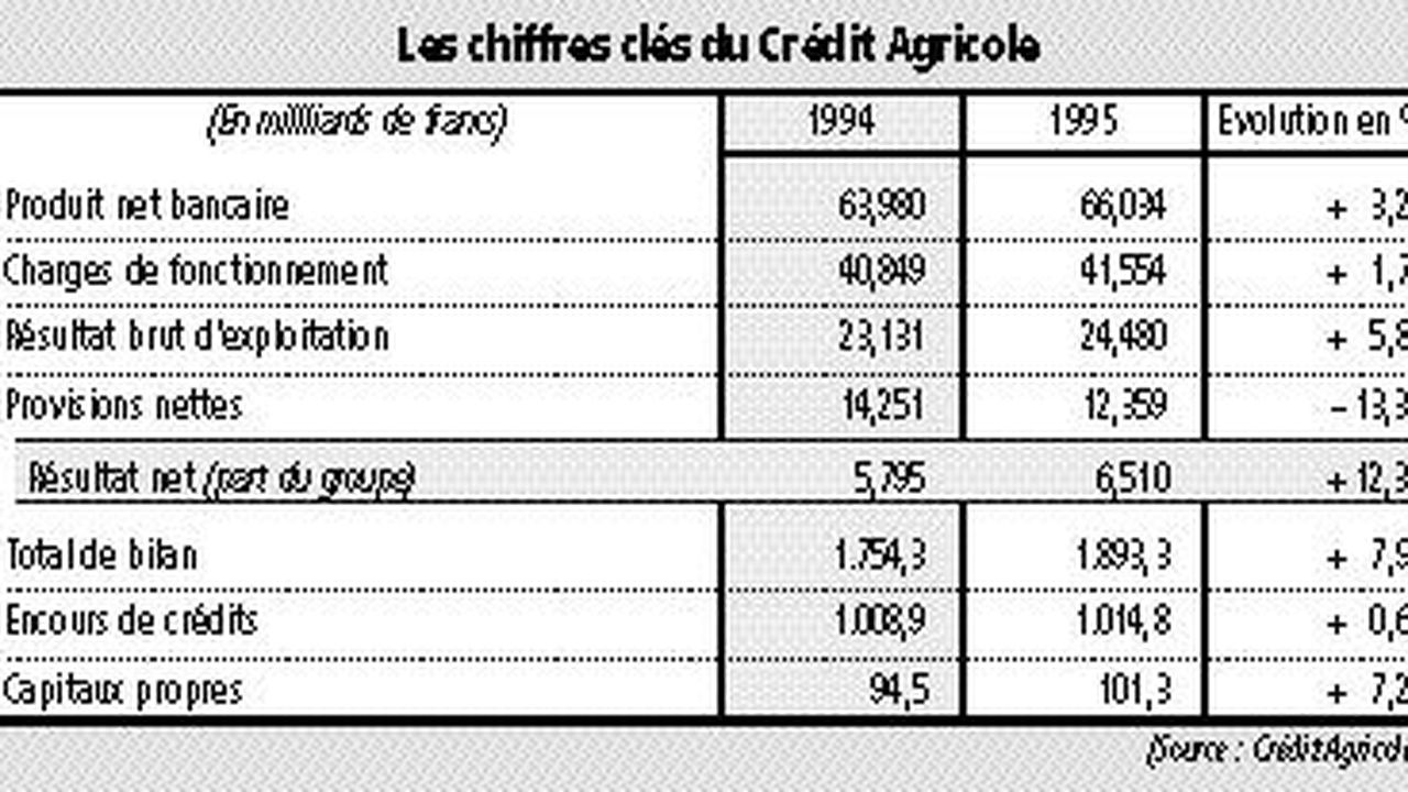 Le Credit Agricole Affiche Un Resultat Record De 6 5 Milliards Pour 1995 Les Echos