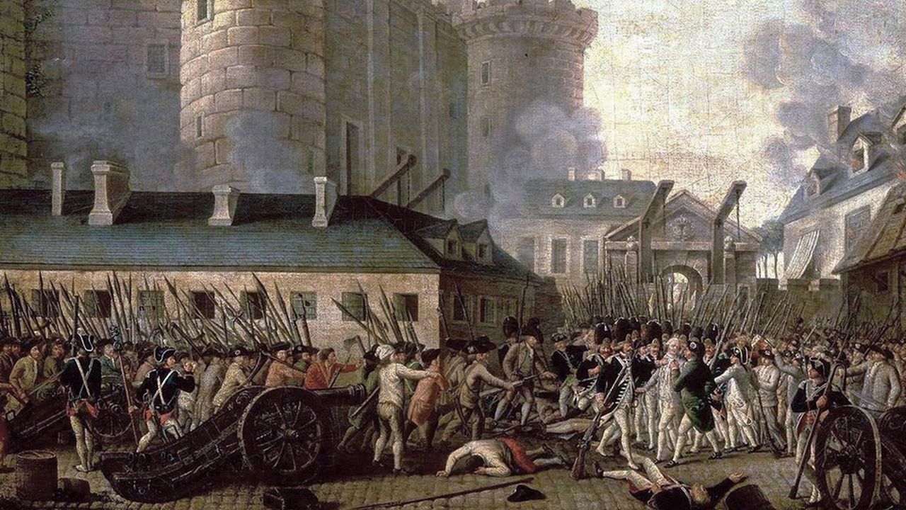 La prise de la Bastille le 14 juillet 1789.