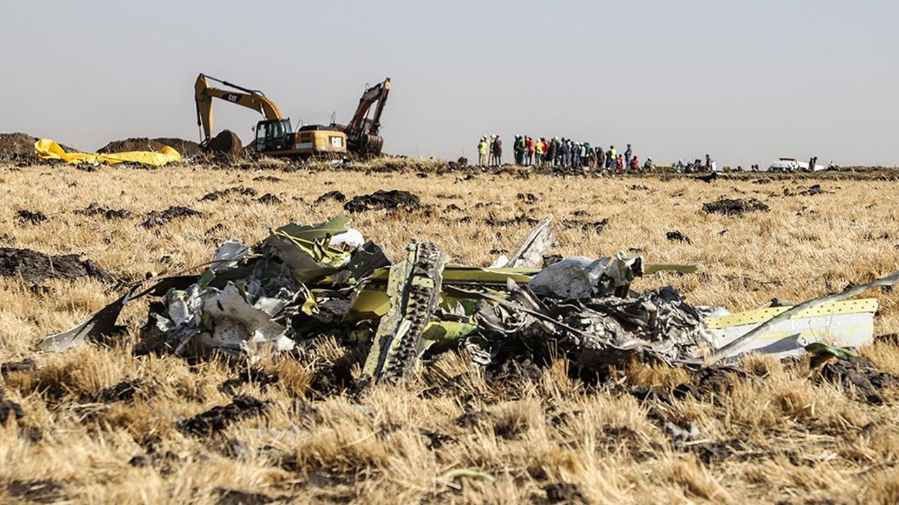 Les débris du Boeing 737 Max 8 qui s'est écrasé dimanche au sud-est d'Addis Abeba