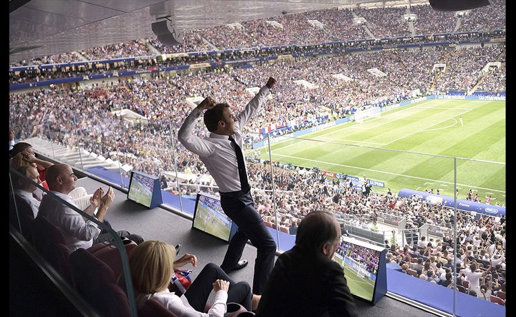 La joie du président Macron après la victoire de la France