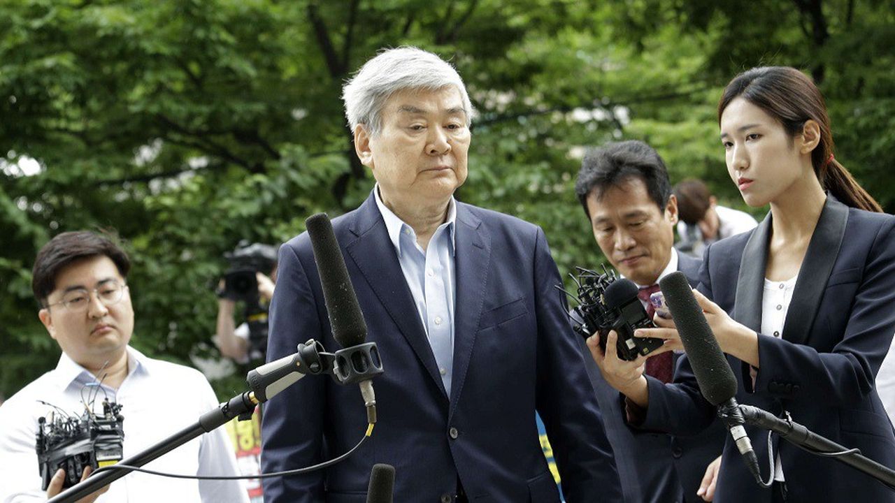 Cho Yang-ho a souvent eu affaire à la justice, comme ici en 2018 à Séoul, lors d'un procès pour détournement de fonds.