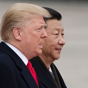 Les « meilleurs ennemis », Donald Trump et Xi Jinping, lors d'une cérémonie dans le Palais de l'Assemblée du peuple à Pékin, le 9 novembre 2017.