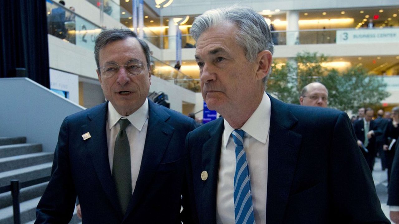 Mario Draghi, le président de la BCE et Jerome Powell, le président de la Fed.
