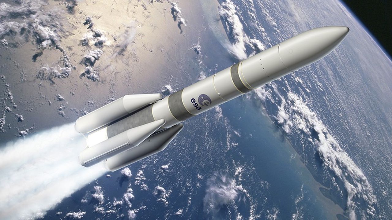 Vue d'artiste de la future fusée européenne Ariane 6 qui remplacera peu à peu Ariane 5 à partir de 2020