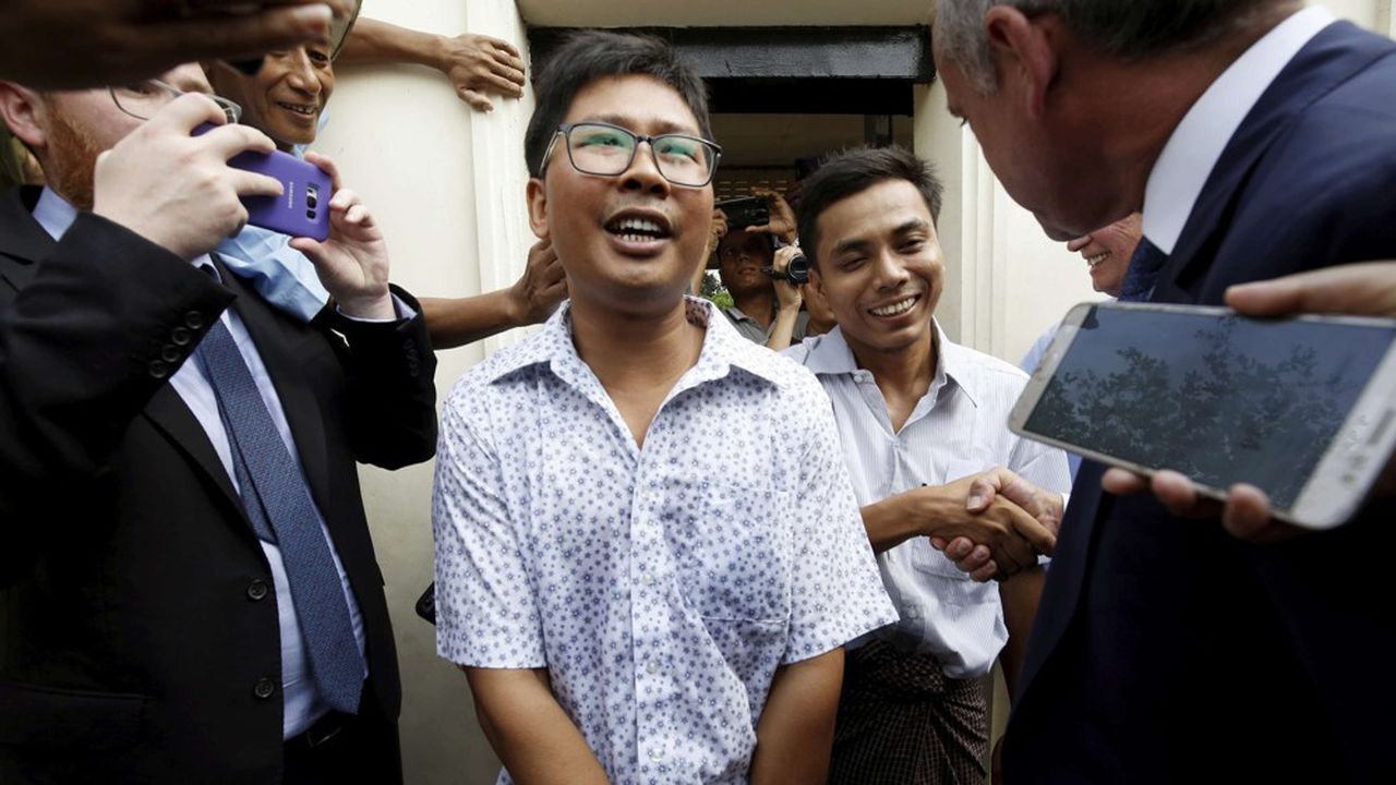 « Je suis un journaliste et je vais continuer. J'ai hâte de retourner à la rédaction », a déclaré Wa Lone (au premier plan, Kyaw Soe Oo à l'arrière)