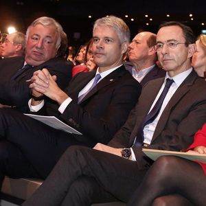 Gérard Larcher, Laurent Wauquiez, Bruno Retailleau et Valérie Pécresse lors d'un Conseil national des Républicains en janvier 2018.