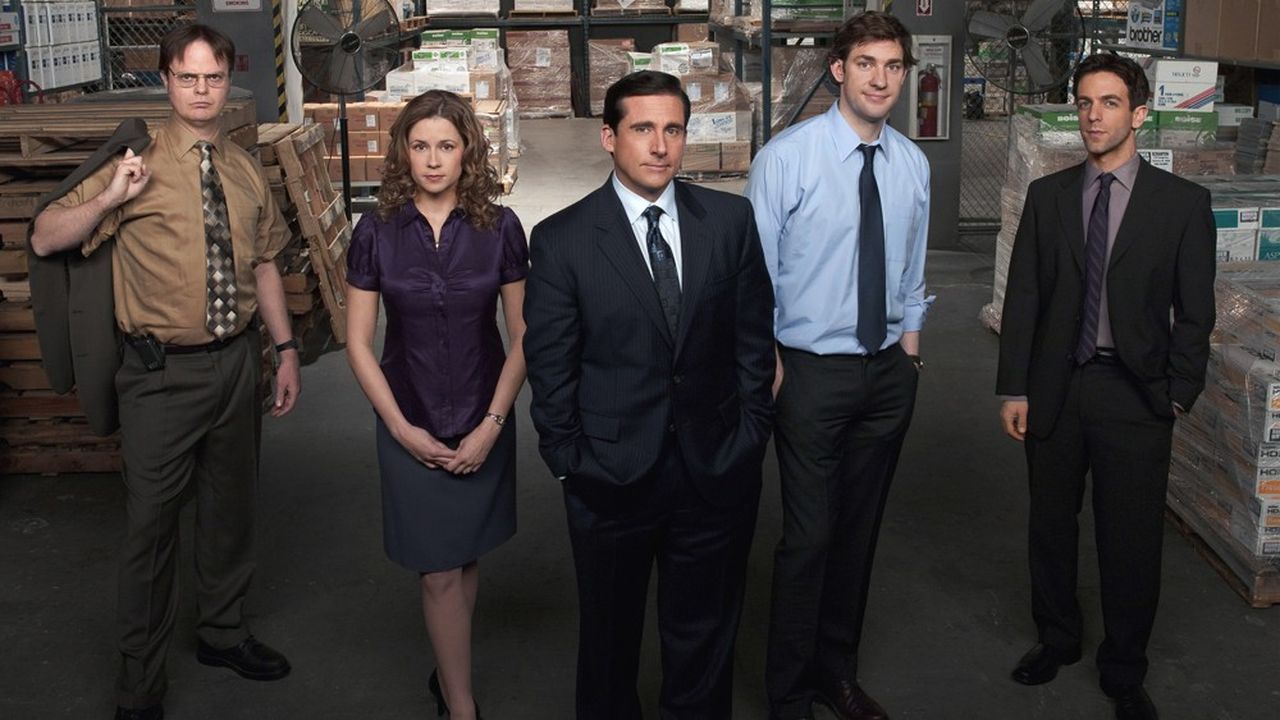 « The Office », qui s'est achevée il y a plus de six ans, est toujours la série la plus populaire sur Netflix. Elle réunit notamment Steve Carell (au centre), Jenna Fischer et Rainn Wilson (à gauche).