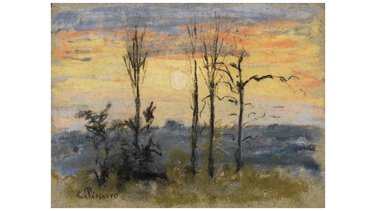 Henri Matisse, « Visage » (1952), au pinceau et à l’encre de Chine. « Coucher de soleil » (1870-1871) de Camille Pissaro.
