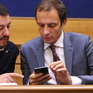 Matteo Salvini, ministre de l'Intérieur et leader de la Ligue, avec le président de la région Frioul Vénétie Julienne, Massimiliano Fedriga.