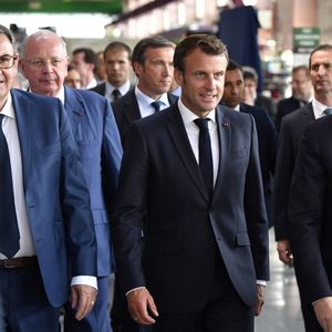 Emmanuel Macron avec Gérard Collomb (à droite sur la photo) et David Kimelfeld (à gauche).