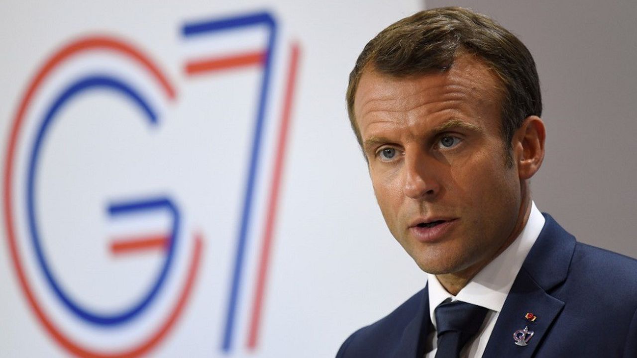 Emmanuel Macron le 26 août 2019 au cours du G7, à Biarritz.