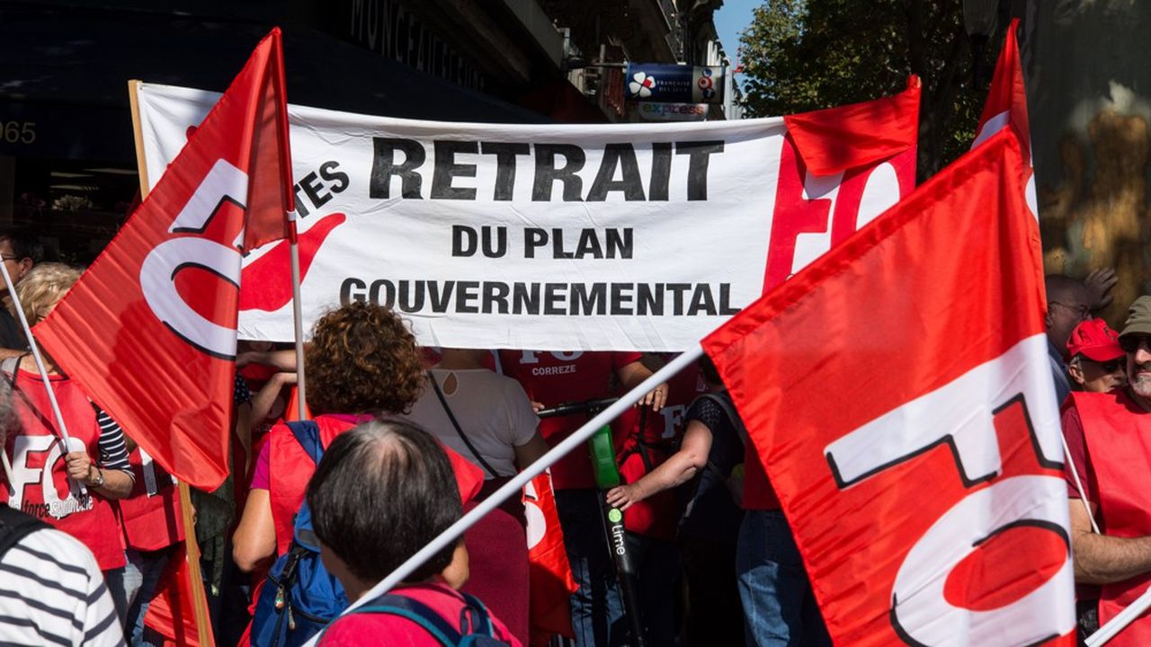 Lors de la manifestation de Force ouvrière, contre la réforme des retraites, le 21 septembre à Paris.