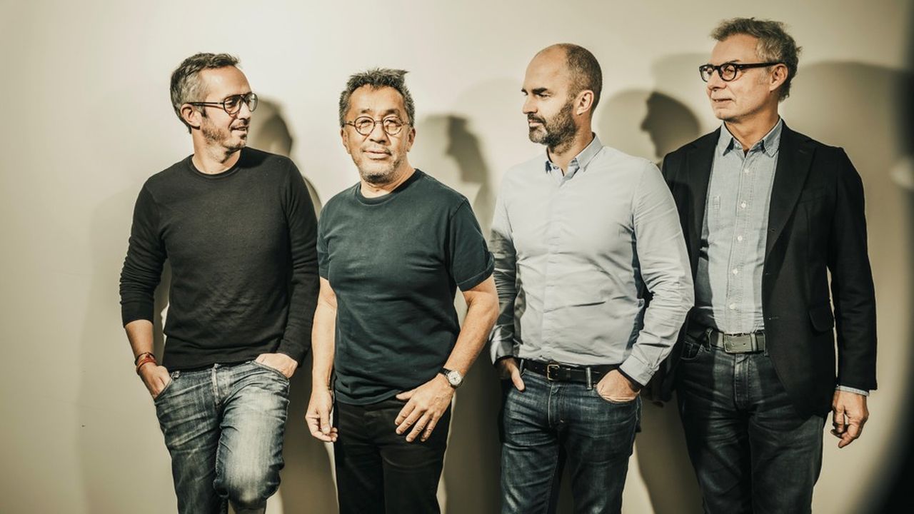 Les fondateurs de Brut, de gauche à droite : Guillaume Lacroix, Renaud Le Van Kim, Laurent Lucas et Roger Coste.