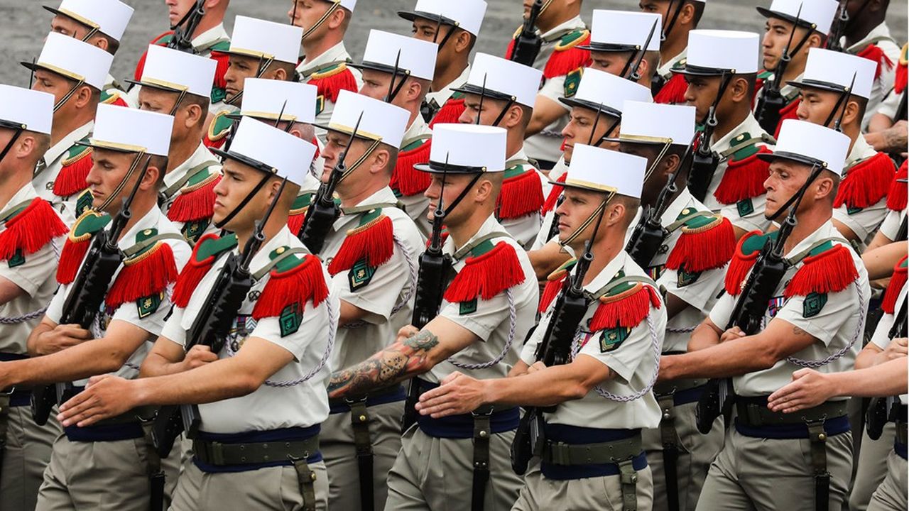 Les soldats de la légion étrangère au défilé du 14-Juillet 2019 sur les Champs-Elysées à Paris.
