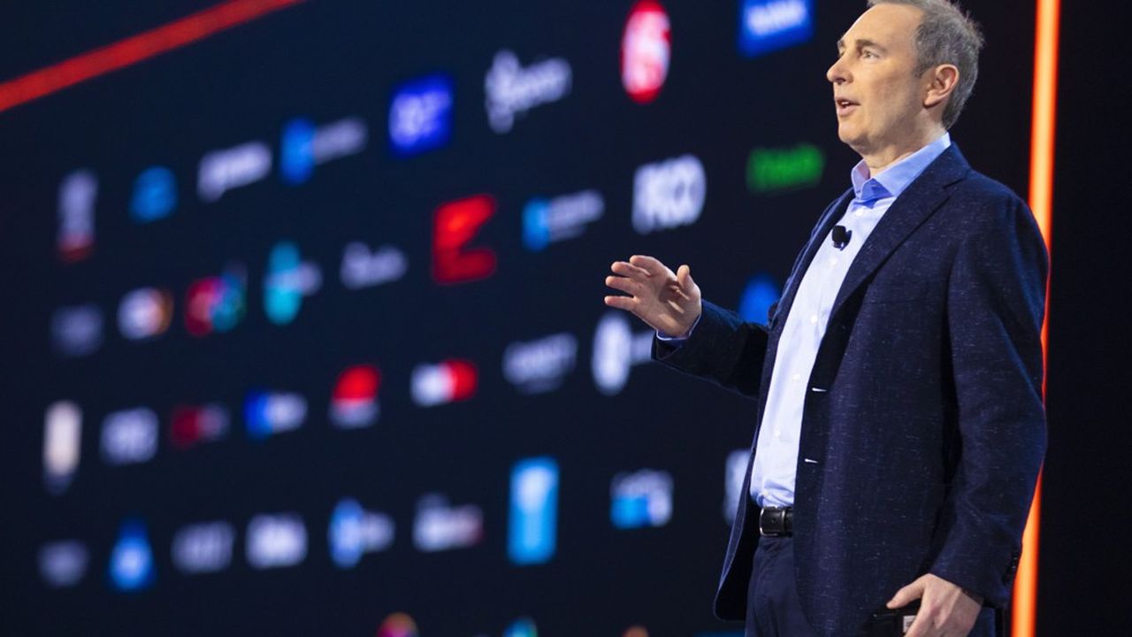 Andy Jassy, PDG d'Amazon Web Services, lors de son discours d'ouverture de la conférence « re:Invent », mardi à Las Vegas.