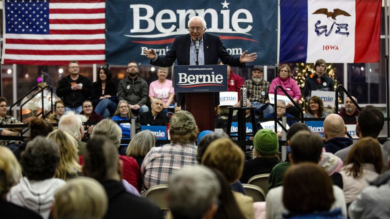 Le sénateur démocrate du Vermont, Bernie Sanders, en campagne à Ottumwa, dans l'Iowa.