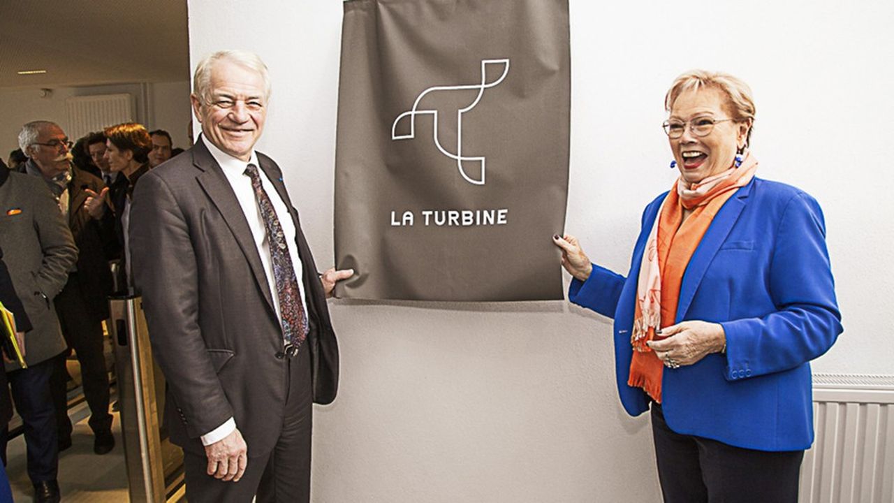 Inauguration de la Turbine par Marie-Christine Cavecchi, présidente du conseil départemental du Val-d'Oise et Dominique Lefebvre, président de la Communauté d'agglomération de Cergy-Pontoise