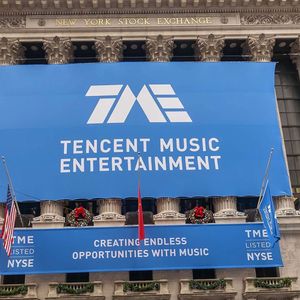 Tencent Music Entertainment, la filiale de Tencent dédiée à la musique, lors de son entrée en Bourse à Wall Street fin 2018.