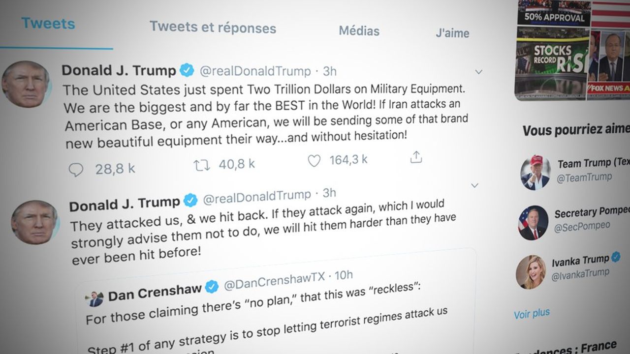 Le président américain a réitéré dans plusieurs tweets sa menace à l'adresse des dirigeants iraniens.