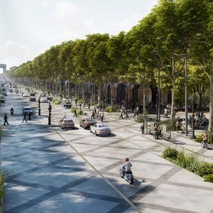 Une perspective de ce que pourrait être l'avenue des Champs-Elysées dans 10 ans