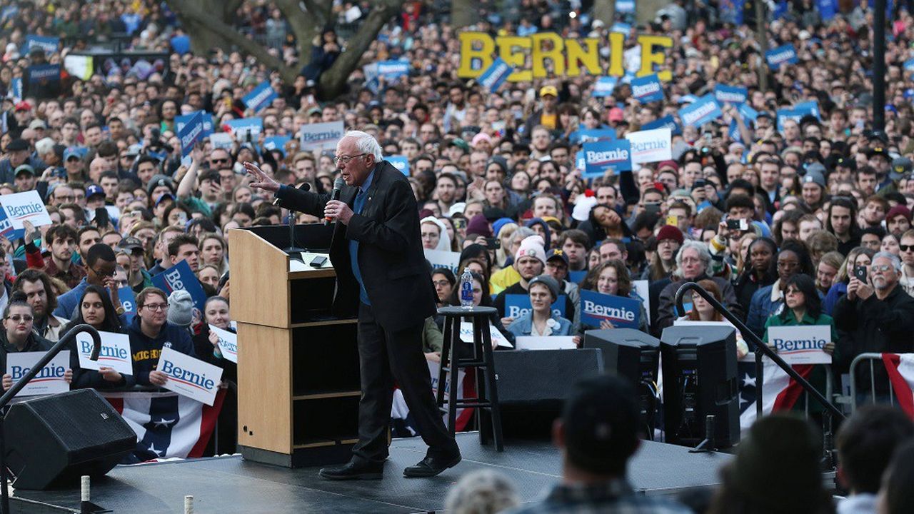 Le candidat démocrate Bernie Sanders lors d'un meeting à l'Université du Michigan le 8 mars 2020.