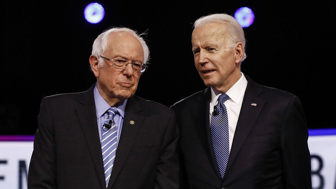Les candidats démocrates à la présidentielle se sont chacun exprimé sur l'épidémie de coronavirus depuis leurs villes respectives, à Burlington dans le Vermont pour Bernie Sanders (à gauche), et à Wilmington dans le Delware pour Joe Biden.
