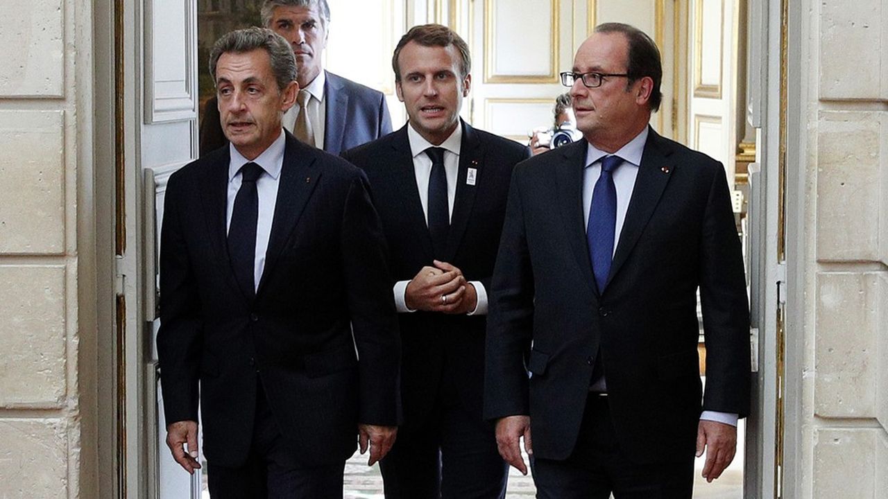 De gauche à droite : Nicolas Sarkozy, Emmanuel Macron et François Hollande.