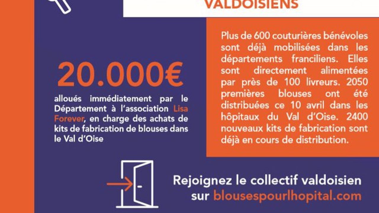 Le collectif du Val-d'Oise 'Des blouses pour les hôpitaux' espère confectionner 2.500 blouses par jour.