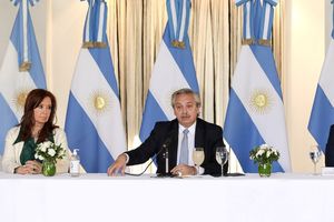 Le président argentin, Alberto Fernandez, lors de la présentation de l'offre de restructuration de la dette le 16 avril 2020.