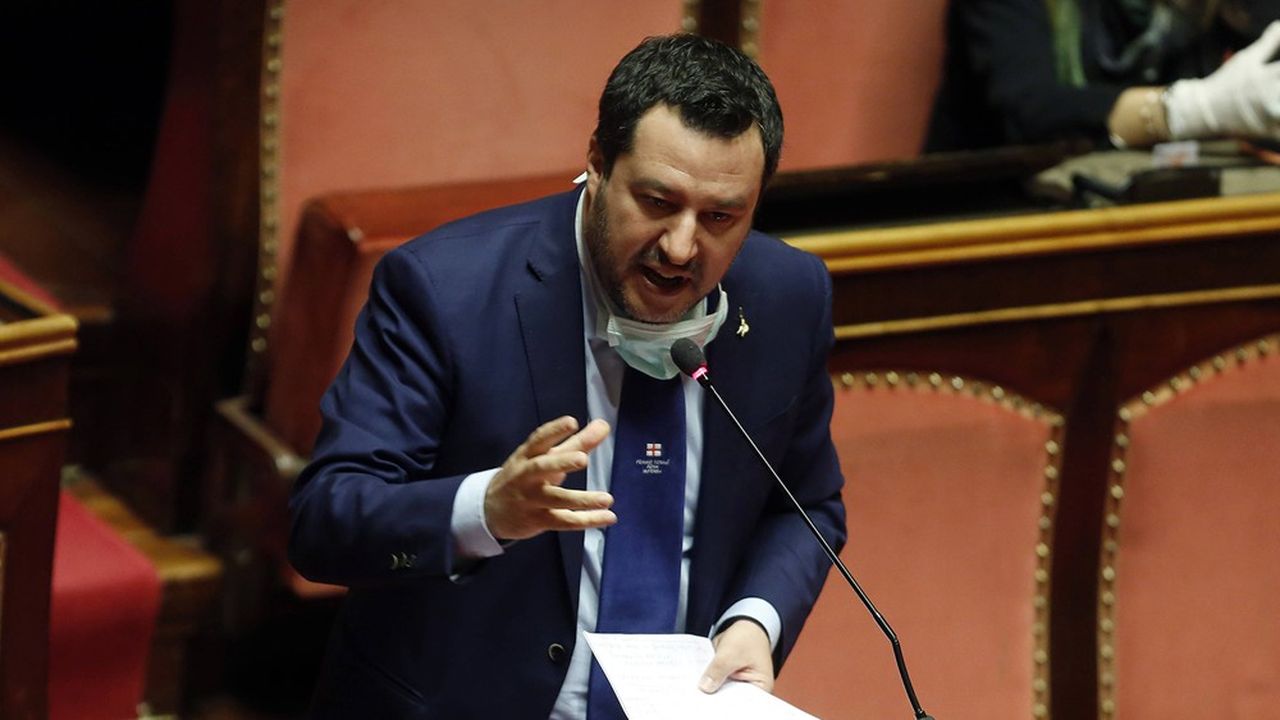 Matteo Salvini, secrétaire de la Ligue et leader de l'opposition italien au Sénat le 26 mars 2020.