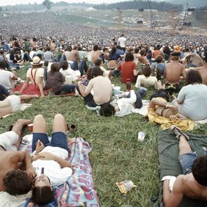 Participants au festival de Woodstock (New York), 1969.