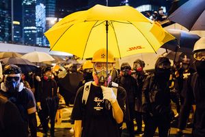 28 septembre 2019. Face-à-face avec la police, lors de la manifestation commémorant les 5 ans de la révolution dite des parapluies.