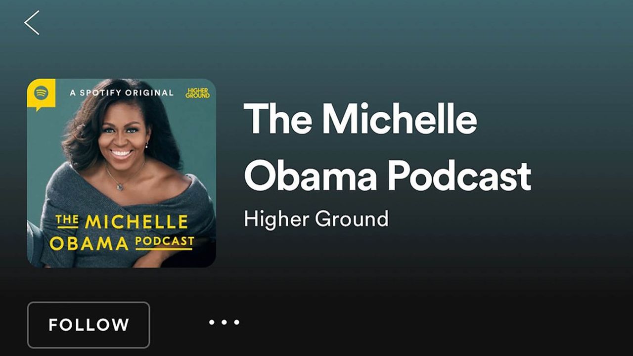Plusieurs personnalités, comme Michelle Obama ou Kim Kardashian, ont désormais leur podcast sur Spotify.
