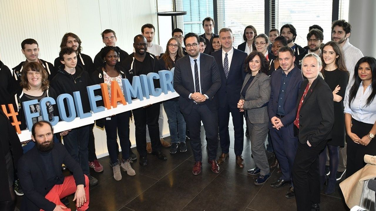 Mounir Mahjoubi, secrétaire d'Etat au numérique, est venu inaugurer l'Ecole IA Microsoft, le 6 mars dernier.
